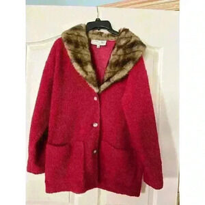 Vintage Tasha Polizzi red pile jacket